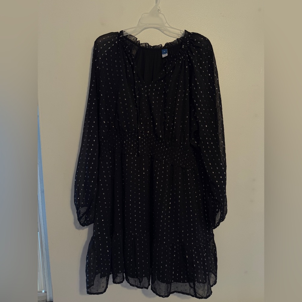 Old Navy Black Sheer Dress with Dots